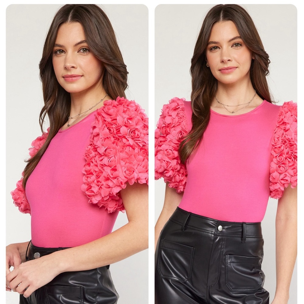 ๐ENTRO Pink bossy suit with puffy flower sleeves ๐ - Picture 1 of 6